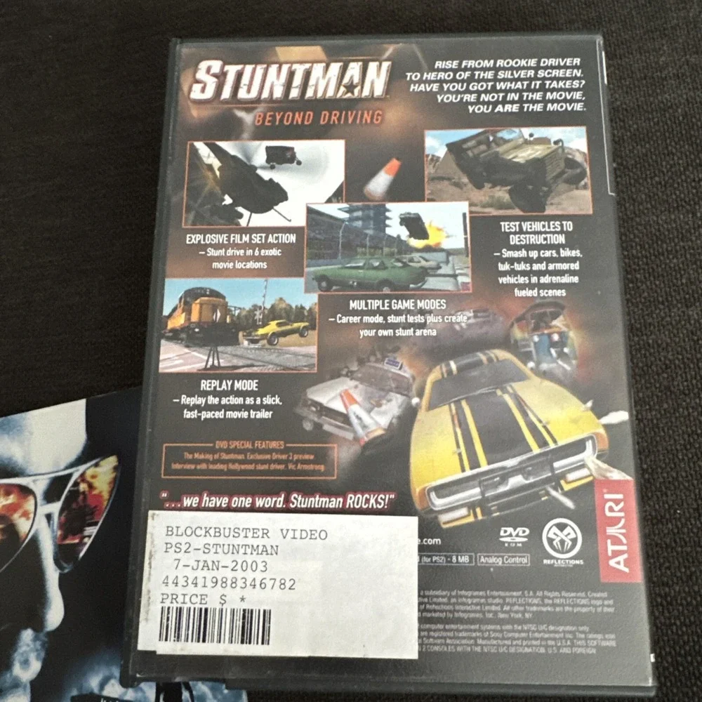 Stuntman (Sony PlayStation 2, PS2) Tested  CIB .    Blockbuster Case Read